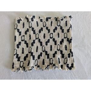 H&M Tube Top Womens Size‎ Medium Black Cream Geometric Cropped Strapless Stretch